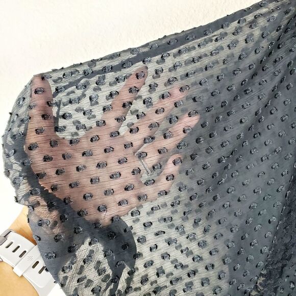 Kimchi Blue Black Sheer Balloon Sleeve Blouse Women Size Small Romantic Coquette - Picture 6 of 12